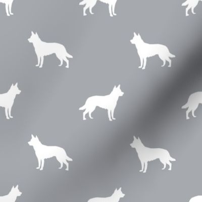 Australian Kelpie silhouette fabric grey