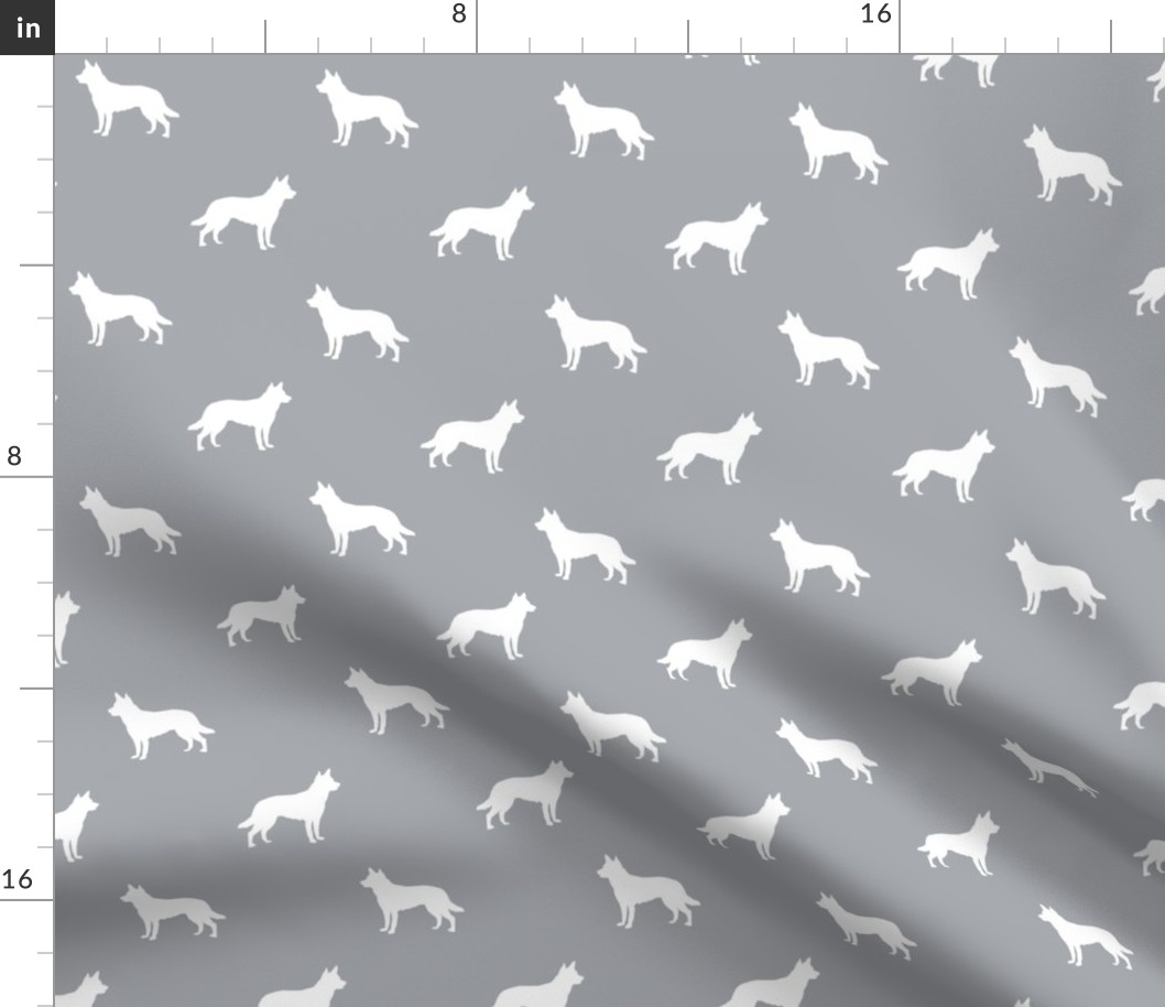 Australian Kelpie silhouette fabric grey