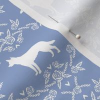 Australian Kelpie Floral Silhouette fabric periwinkle