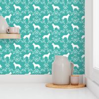 Australian Kelpie Floral Silhouette fabric turquoise