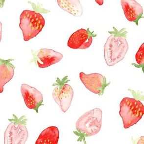 Strawberry Watercolor || Red Summer Fruit Food Large 4th of July Miss Chiff Designs