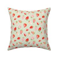 Strawberry Strawberries Watercolor Green || Red Summer Fruit 4th of July Miss Chiff Designs