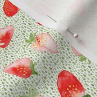 Strawberry Strawberries Watercolor Green || Red Summer Fruit 4th of July Miss Chiff Designs