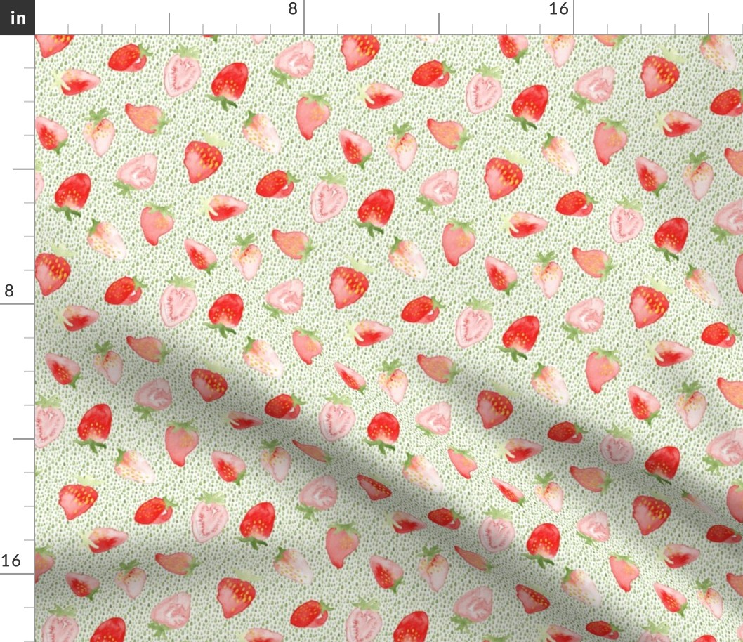 Strawberry Strawberries Watercolor Green || Red Summer Fruit 4th of July Miss Chiff Designs