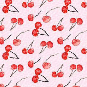Cherry red watercolor pink || summer fruit food 4th of July watercolour Miss Chiff Designs