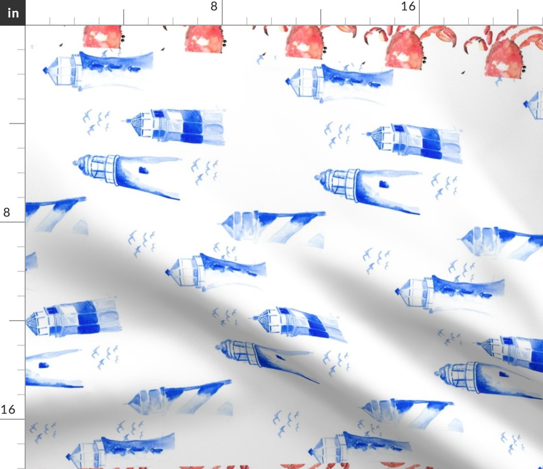 17-02E 54 " Nautical Sea Crab Tea Towel Set