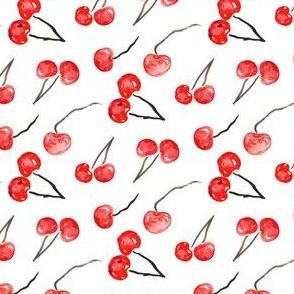 Cherry Red watercolor || summer fruit food black white Italy 4th of July Miss Chiff Designs