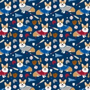 corgi baseball fabric small size cute dogs and mitts design
