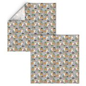 corgi in seattle fabric space needle coffee washington state design - grey