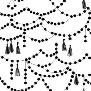 Pom Poms & Tassels (B+W)