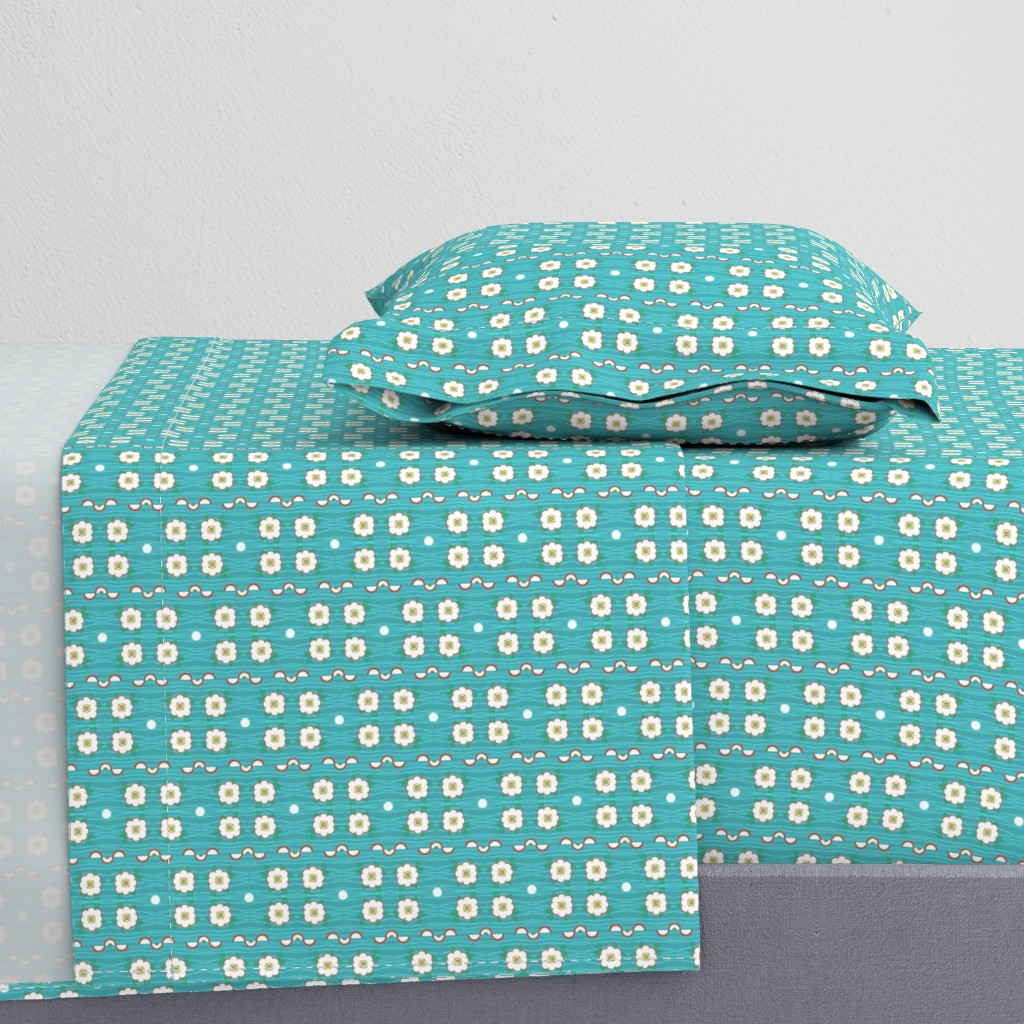 Late to the Party! - Blue/Fox  mini print flower dot 