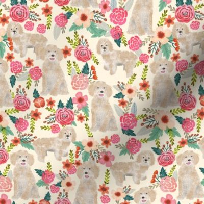 cockapoo fabric dog florals fabric cockapoo cream dog fabric - cream