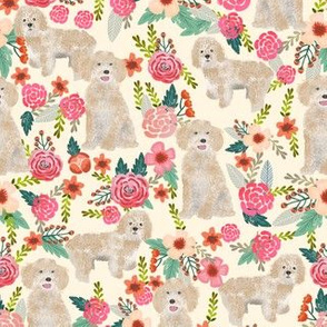 cockapoo fabric dog florals fabric cockapoo cream dog fabric - cream