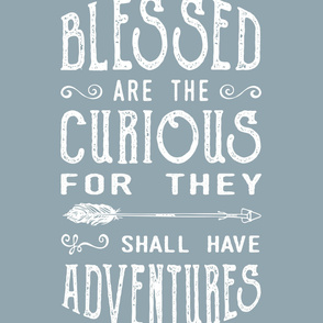 2 yard blanket - blessed are the curious for they shall have adventures (blue)