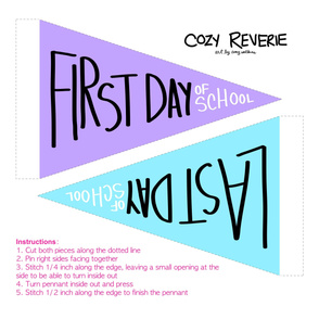 First & Last Day of School Pennants - Purple & Blue