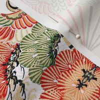 japanese oriental chinese china herons storks cranes birds leaves leaf plants floral flowers kimono fans geometrical 