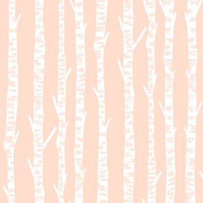 birch tree fabric // birch wallpaper hand-drawn nursery baby design  - peach