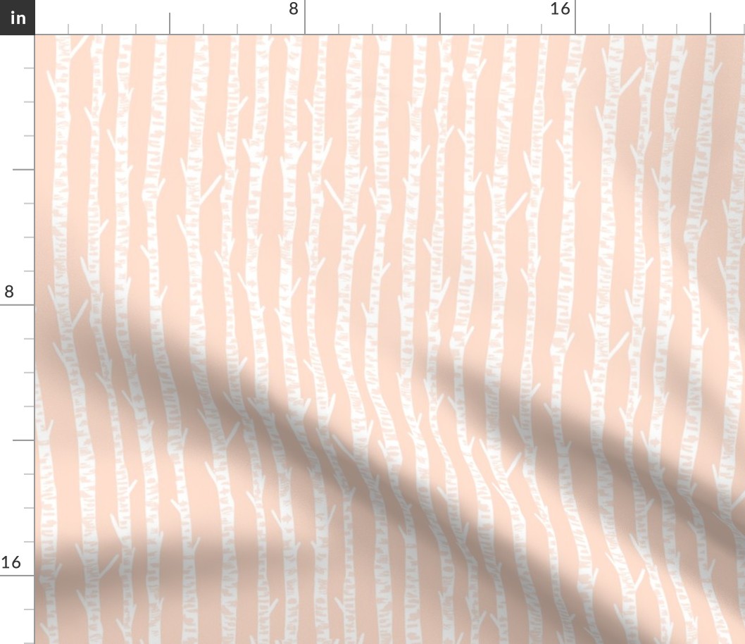 birch tree fabric // birch wallpaper hand-drawn nursery baby design  - peach