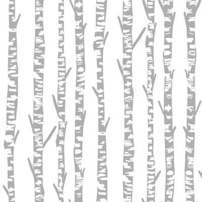 birch tree fabric // birch wallpaper hand-drawn nursery baby design  - white and grey