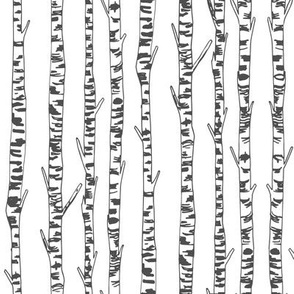 birch tree fabric // birch wallpaper hand-drawn nursery baby design  - charcoal