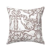 Dog Otomi White on Pinky Gray