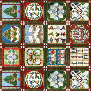 12 Days of Christmas - Tea Towel - Cheater Quilt