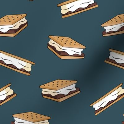 s'mores - camping fabric (dark blue)