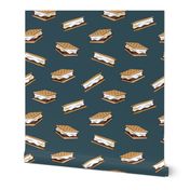 s'mores - camping fabric (dark blue)