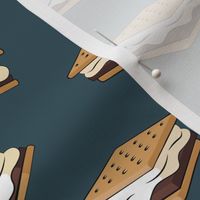 s'mores - camping fabric (dark blue)