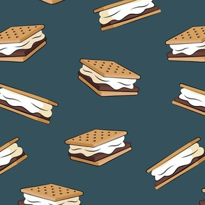 s'mores - camping fabric (dark blue)