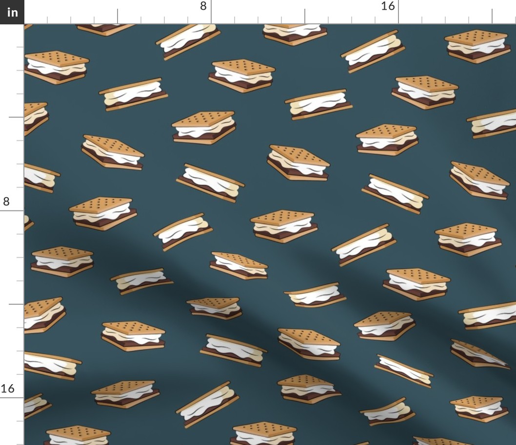 s'mores - camping fabric (dark blue)