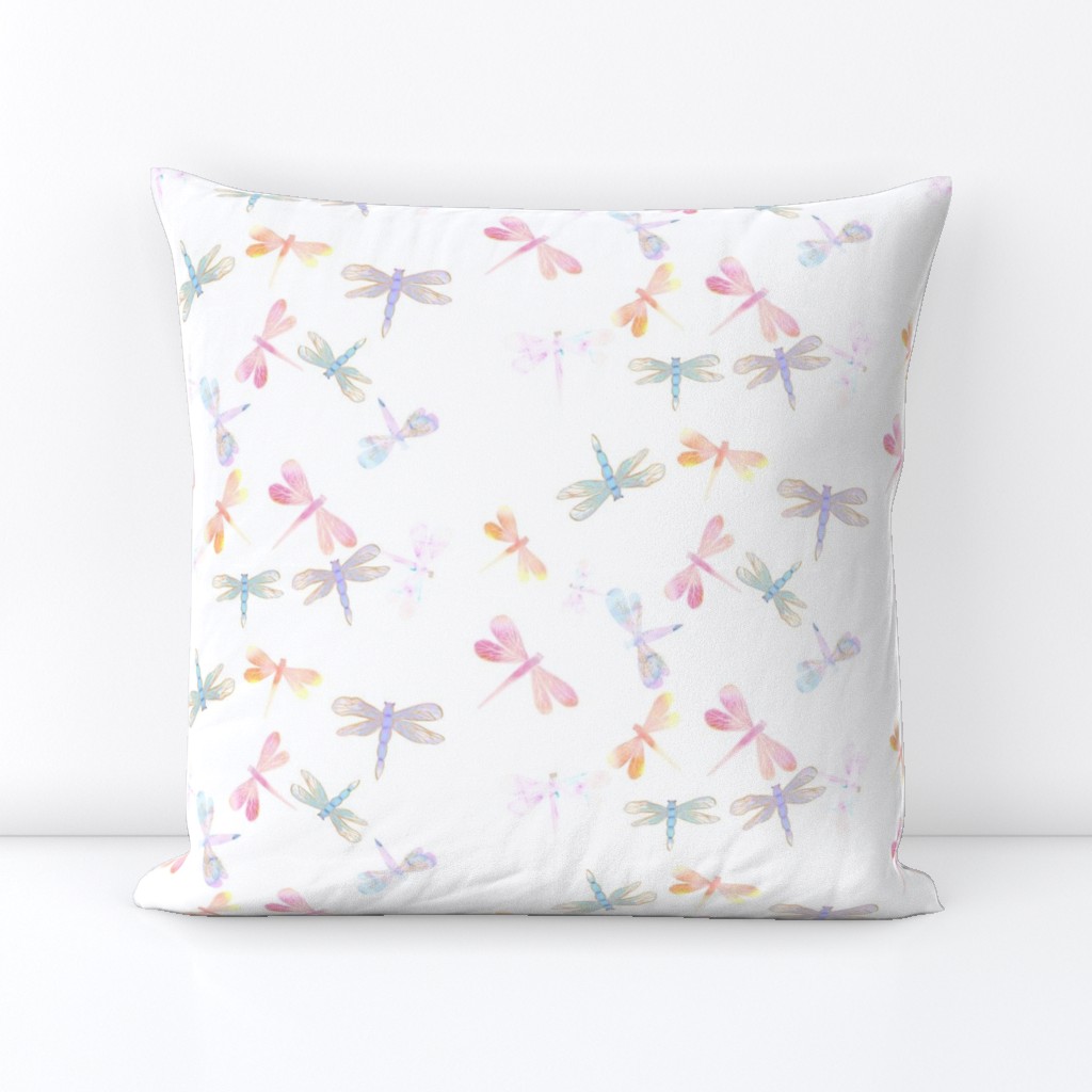 Watercolor Dragonflies // White