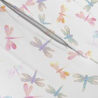 Watercolor Dragonflies // White