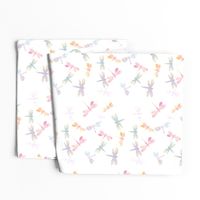 Watercolor Dragonflies // White