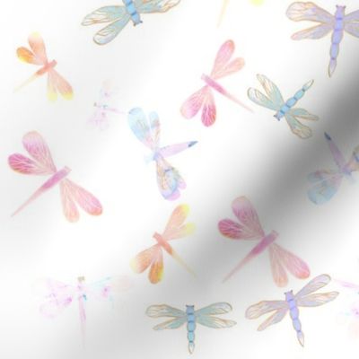 Watercolor Dragonflies // White