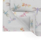 Watercolor Dragonflies // White