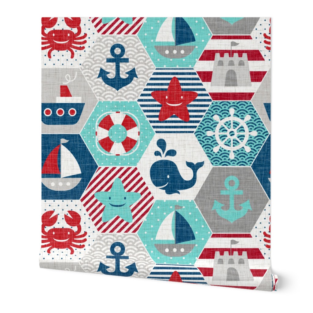 nautical baby - hexagonal quilt, mini
