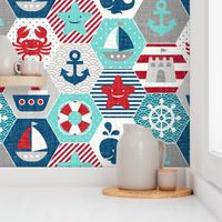 nautical baby - hexagonal quilt, mini