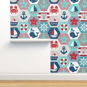 nautical baby - hexagonal quilt, mini