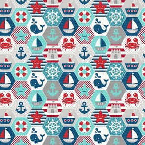 nautical baby - hexagonal quilt, mini