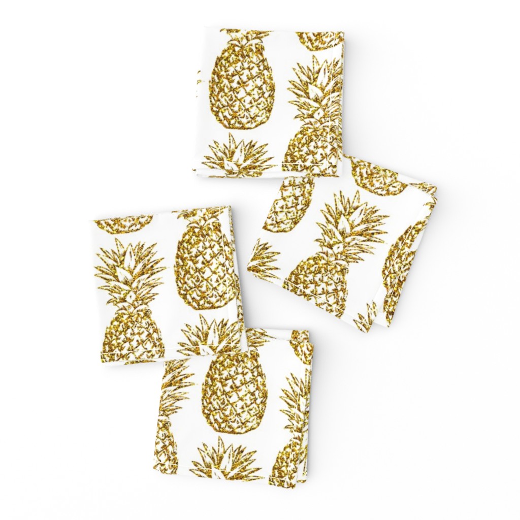 gold glitter classic pineapples - white