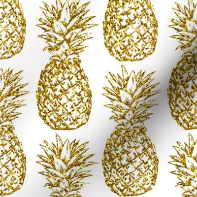 gold glitter classic pineapples - white