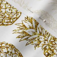 gold glitter classic pineapples - white