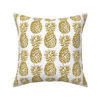 gold glitter classic pineapples - white