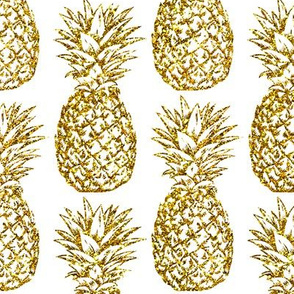 gold glitter classic pineapples - white