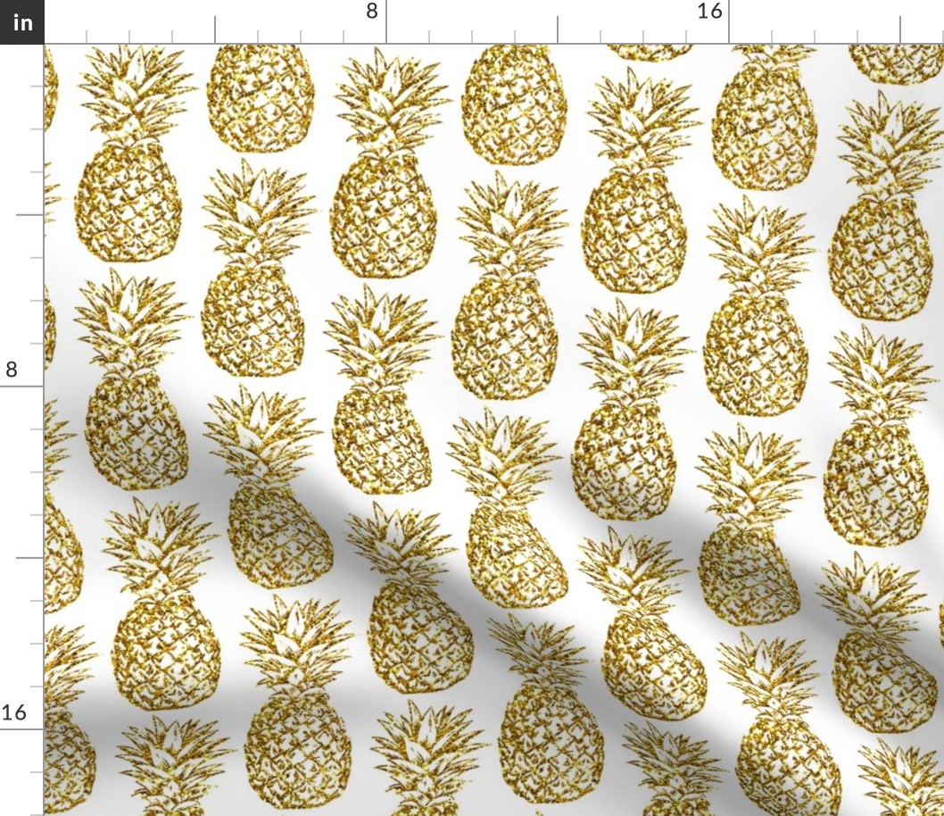 gold glitter classic pineapples - white