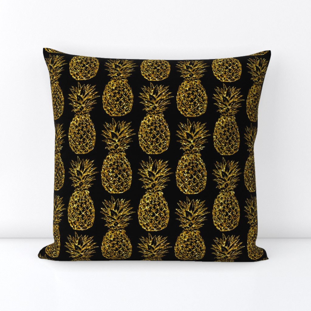 gold glitter classic pineapples - black