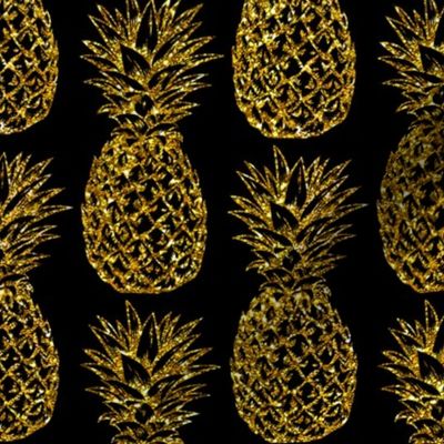 gold glitter classic pineapples - black