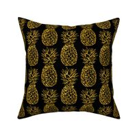 gold glitter classic pineapples - black