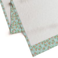 Naive PInk Flowers on Light Blue